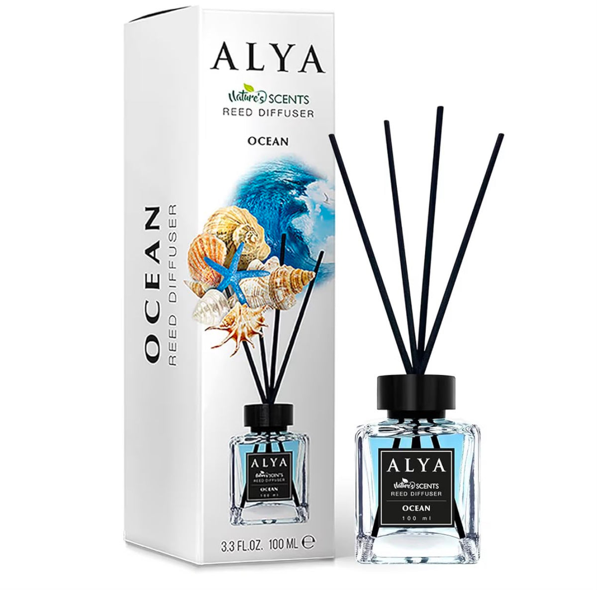 ALYA- Ocean 🌊 Reed Diffuser, 3.3 Fl Oz, 100 ml,
