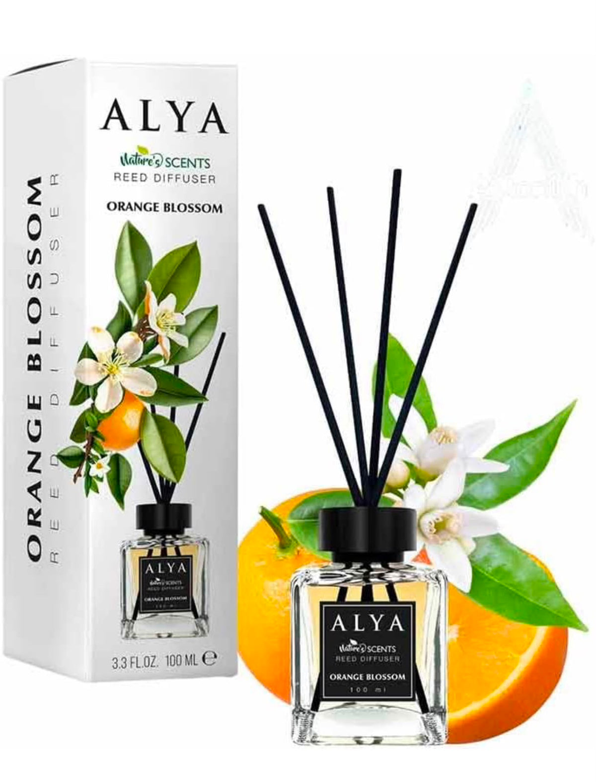 ALYA- Orange Blossom Reed Diffuser, 3.3 Fl Oz, 100 ml